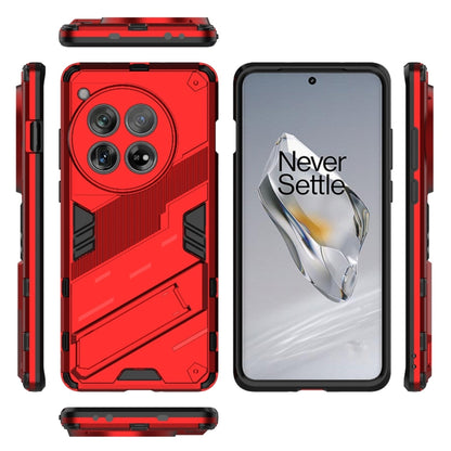 For OnePlus 12 5G Punk Armor 2 in 1 PC + TPU Phone Case with Holder(Red) - OnePlus Cases by buy2fix | Online Shopping UK | buy2fix