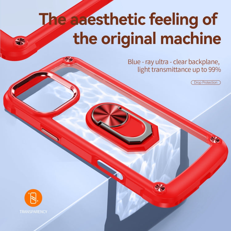 For iPhone 16 Pro Max TPU + PC Lens Protection Phone Case with Ring Holder(Red) - iPhone 16 Pro Max Cases by buy2fix | Online Shopping UK | buy2fix