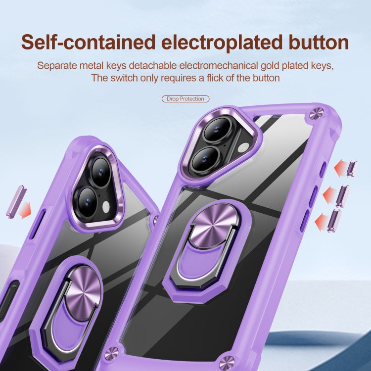 For iPhone 16 Plus TPU + PC Lens Protection Phone Case with Ring Holder(Purple) - iPhone 16 Plus Cases by buy2fix | Online Shopping UK | buy2fix