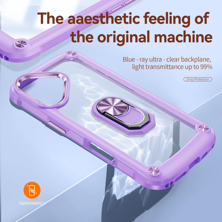 For iPhone 16 Plus TPU + PC Lens Protection Phone Case with Ring Holder(Purple) - iPhone 16 Plus Cases by buy2fix | Online Shopping UK | buy2fix