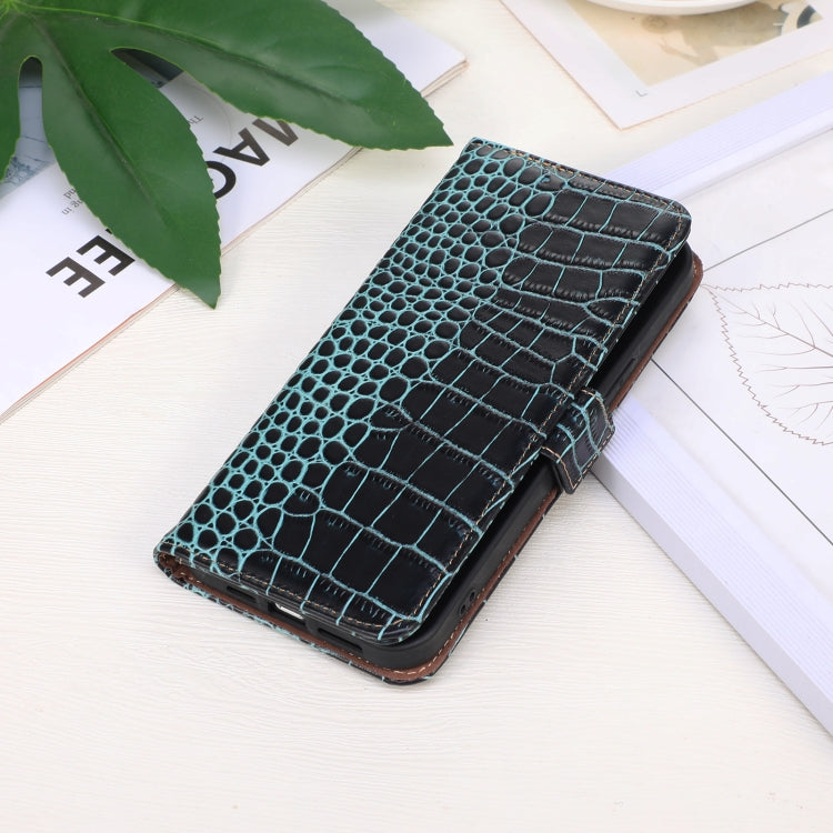 For iPhone 16 Plus Crocodile Top Layer Cowhide Leather Phone Case(Green) - iPhone 16 Plus Cases by buy2fix | Online Shopping UK | buy2fix