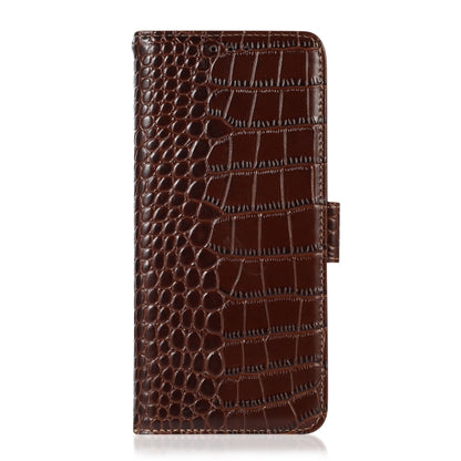 For iPhone 16 Plus Crocodile Top Layer Cowhide Leather Phone Case(Brown) - iPhone 16 Plus Cases by buy2fix | Online Shopping UK | buy2fix