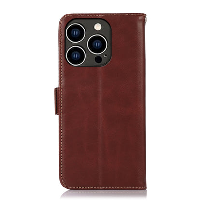 For iPhone 16 Pro Crazy Horse Top Layer Cowhide Leather Phone Case(Brown) - iPhone 16 Pro Cases by buy2fix | Online Shopping UK | buy2fix