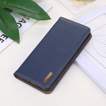 For iPhone 16 Pro KHAZNEH Nappa Top Layer Cowhide Leather Phone Case(Blue) - iPhone 16 Pro Cases by buy2fix | Online Shopping UK | buy2fix