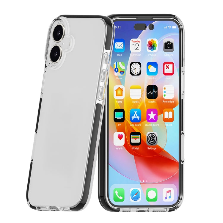 For iPhone 16 Plus Two-color Shockproof High Transparency TPU Phone Case(Black) - iPhone 16 Plus Cases by buy2fix | Online Shopping UK | buy2fix