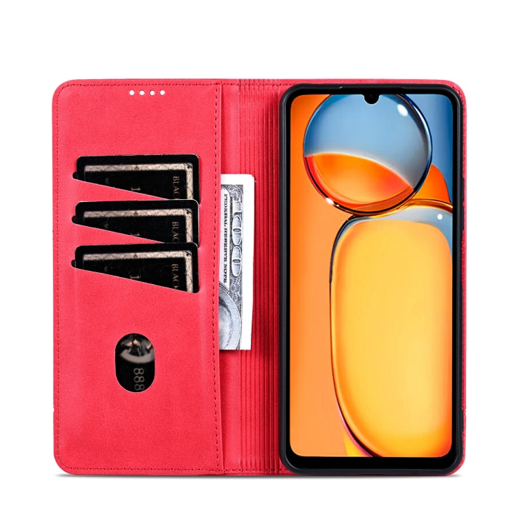 For Xiaomi Redmi 13C / Poco C65 AZNS Magnetic Calf Texture Flip Leather Phone Case(Red) - Xiaomi Cases by AZNS | Online Shopping UK | buy2fix