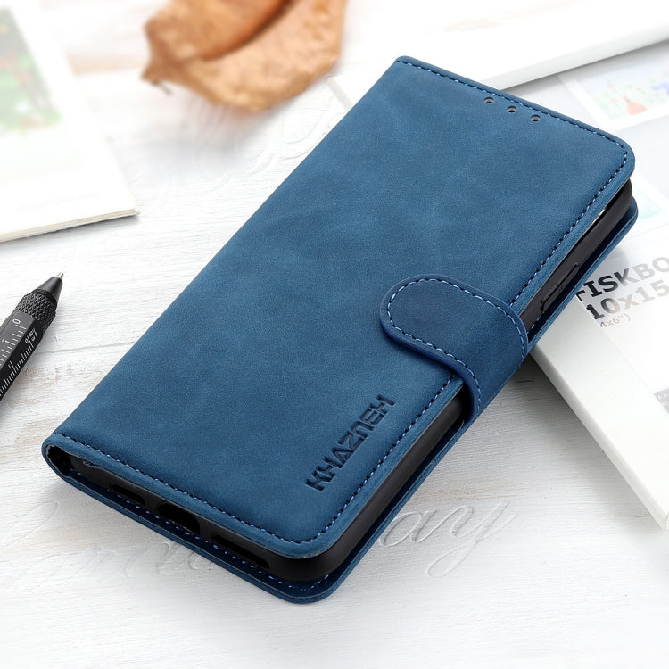 For iPhone 16 Plus KHAZNEH Retro Texture Leather Phone Case(Blue) - iPhone 16 Plus Cases by buy2fix | Online Shopping UK | buy2fix