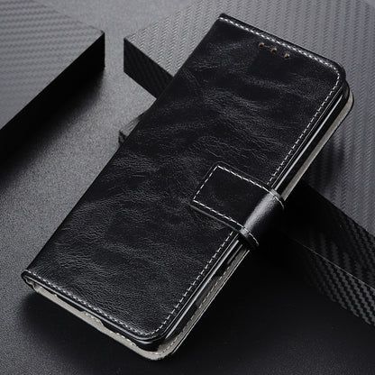 For iPhone 16 Plus Retro Crazy Horse Texture Horizontal Flip Leather Phone Case(Black) - iPhone 16 Plus Cases by buy2fix | Online Shopping UK | buy2fix