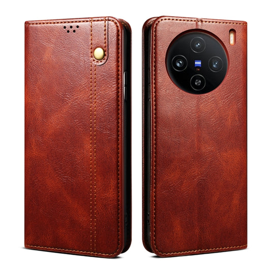 For vivo X100 Oil Wax Crazy Horse Texture Leather Phone Case(Brown) - X100 Cases by imak | Online Shopping UK | buy2fix