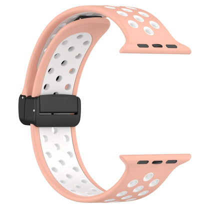 For Apple Watch SE 2022 40mm Magnetic Buckle Silicone Watch Band(Pink White) - Watch Bands by buy2fix | Online Shopping UK | buy2fix