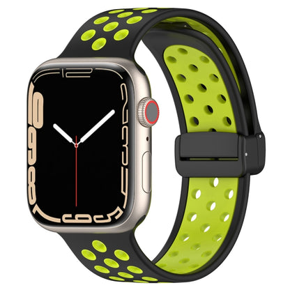 For Apple Watch SE 44mm Magnetic Buckle Silicone Watch Band(Black Limes) - Watch Bands by buy2fix | Online Shopping UK | buy2fix