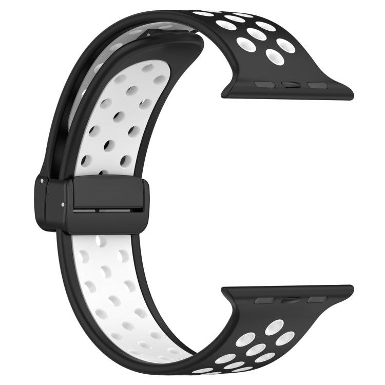 For Apple Watch 6 40mm Magnetic Buckle Silicone Watch Band(Black White) - Watch Bands by buy2fix | Online Shopping UK | buy2fix