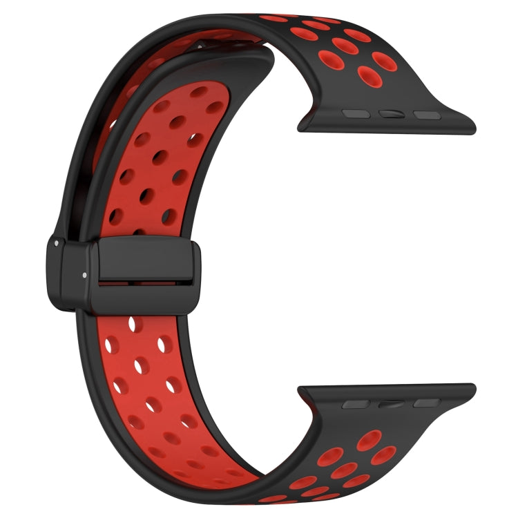 For Apple Watch 6 44mm Magnetic Buckle Silicone Watch Band(Black Red) - Watch Bands by buy2fix | Online Shopping UK | buy2fix