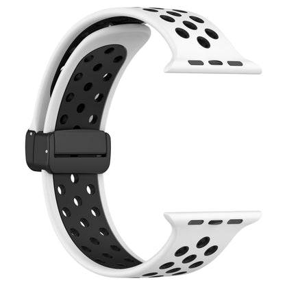 For Apple Watch 3 42mm Magnetic Buckle Silicone Watch Band(White Black) - Watch Bands by buy2fix | Online Shopping UK | buy2fix