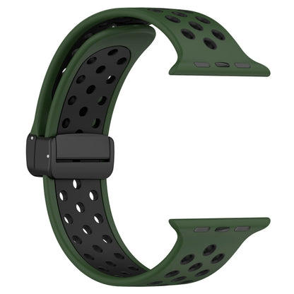 For Apple Watch 2 42mm Magnetic Buckle Silicone Watch Band(Army Green Black) - Watch Bands by buy2fix | Online Shopping UK | buy2fix