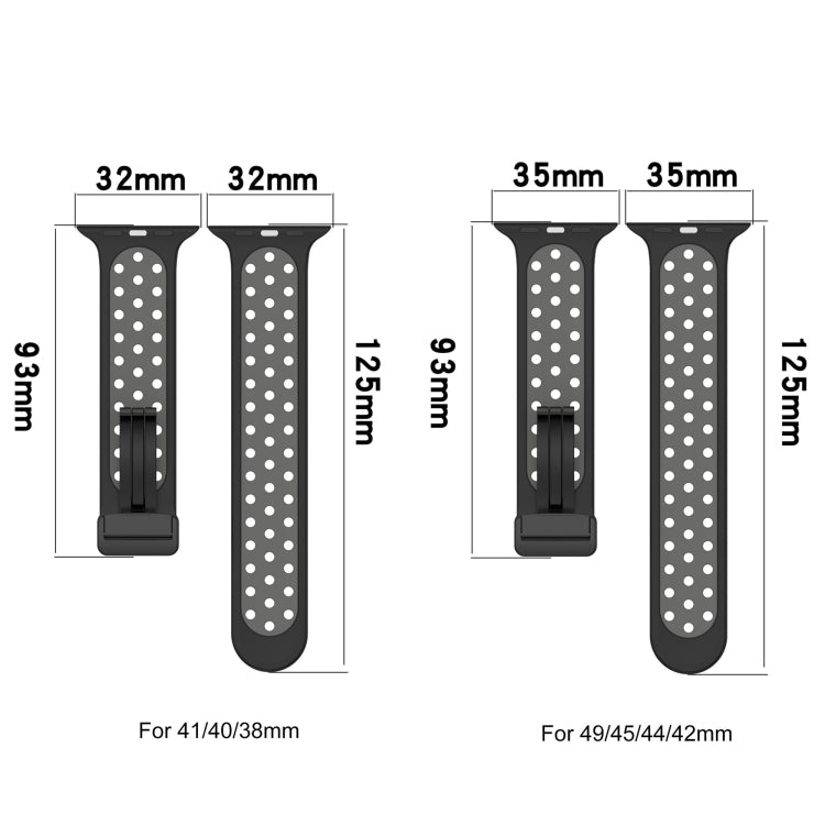 For Apple Watch 3 42mm Magnetic Buckle Silicone Watch Band(Black Grey) - Watch Bands by buy2fix | Online Shopping UK | buy2fix