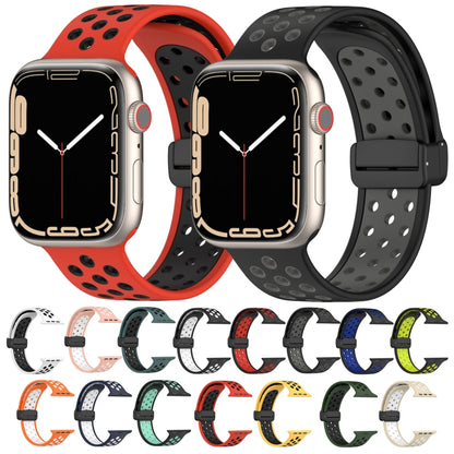 For Apple Watch Series 9 45mm Magnetic Buckle Silicone Watch Band(Black White) - Watch Bands by buy2fix | Online Shopping UK | buy2fix