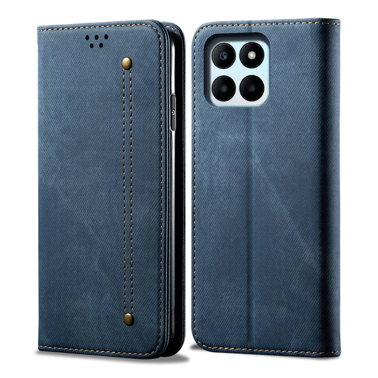 For Honor X8b 4G Global Denim Texture Flip Leather Phone Case(Blue) - Honor Cases by buy2fix | Online Shopping UK | buy2fix