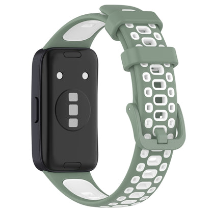 For Huawei Band 8 Two Color Silicone Replacement Watch Band(Light Green White) - Watch Bands by buy2fix | Online Shopping UK | buy2fix