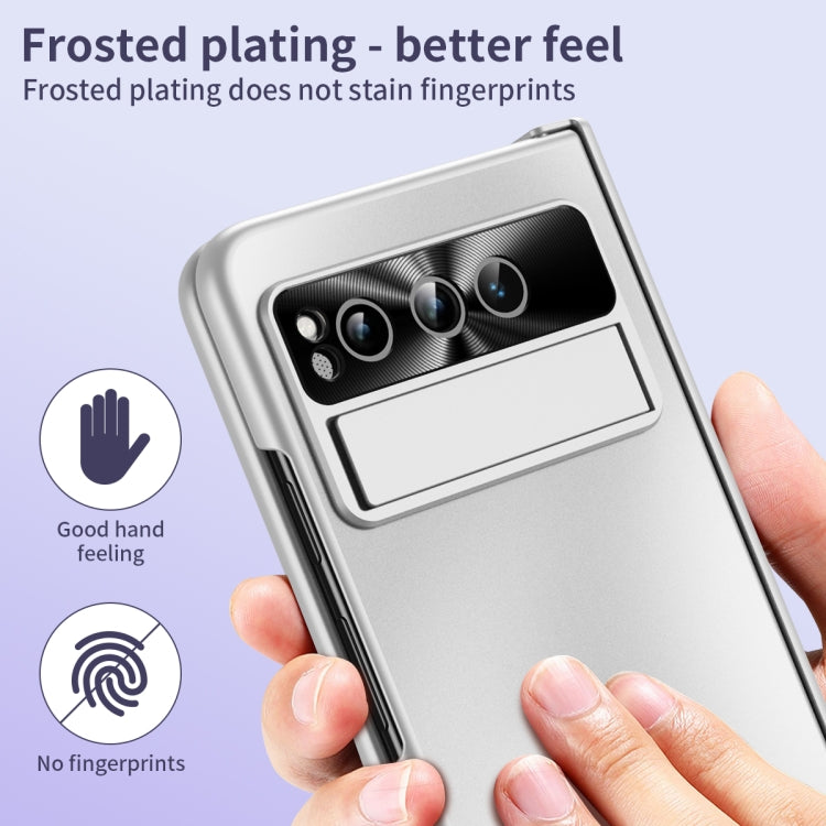 For Google Pixel Fold Integrated Electroplating Folding All-inclusive Phone Case with Hinge(Silver) - Google Cases by buy2fix | Online Shopping UK | buy2fix