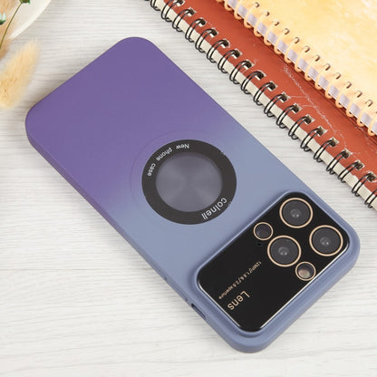 For iPhone 13 Gradient Silicone Shockproof Magsafe Phone Case with Lens Film(Grey Purple) - iPhone 13 Cases by buy2fix | Online Shopping UK | buy2fix