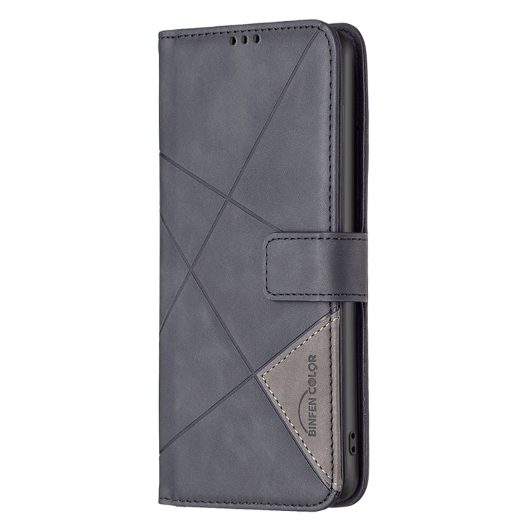 For Motorola Moto G Play 2024 Magnetic Buckle Rhombus Texture Leather Phone Case(Black) - Motorola Cases by buy2fix | Online Shopping UK | buy2fix