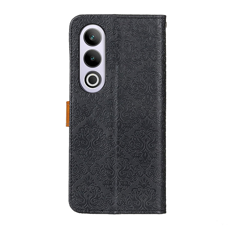 For OnePlus Nord CE4 5G / K12 5G European Floral Embossed Flip Leather Phone Case(Black) - OnePlus Cases by buy2fix | Online Shopping UK | buy2fix