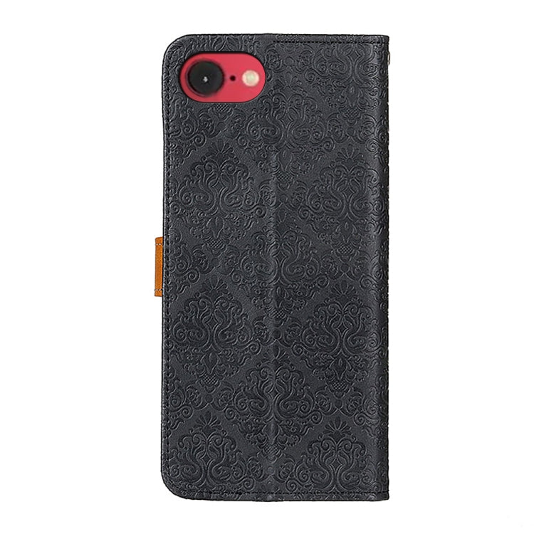 For iPhone SE 2024 European Floral Embossed Leather Phone Case(Black) - More iPhone Cases by buy2fix | Online Shopping UK | buy2fix