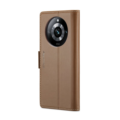 For Realme 11 Pro/11 Pro+ CaseMe 023 Butterfly Buckle Litchi Texture RFID Anti-theft Leather Phone Case(Brown) - Realme Cases by CaseMe | Online Shopping UK | buy2fix