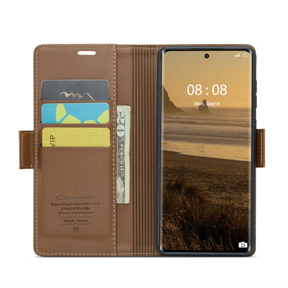 For Realme 11 Pro/11 Pro+ CaseMe 023 Butterfly Buckle Litchi Texture RFID Anti-theft Leather Phone Case(Brown) - Realme Cases by CaseMe | Online Shopping UK | buy2fix