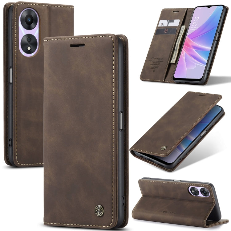 For OPPO A58 5G / A58X 5G CaseMe 013 Multifunctional Horizontal Flip Leather Phone Case(Coffee) - OPPO Cases by CaseMe | Online Shopping UK | buy2fix