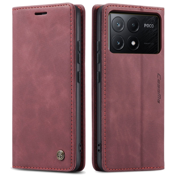 For Xiaomi Poco X6 Pro CaseMe 013 Multifunctional Horizontal Flip Leather Phone Case(Wine Red) - Xiaomi Cases by CaseMe | Online Shopping UK | buy2fix