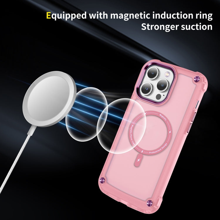 For iPhone 14 Pro Skin Feel TPU + PC MagSafe Magnetic Phone Case(Transparent Pink) - iPhone 14 Pro Cases by buy2fix | Online Shopping UK | buy2fix