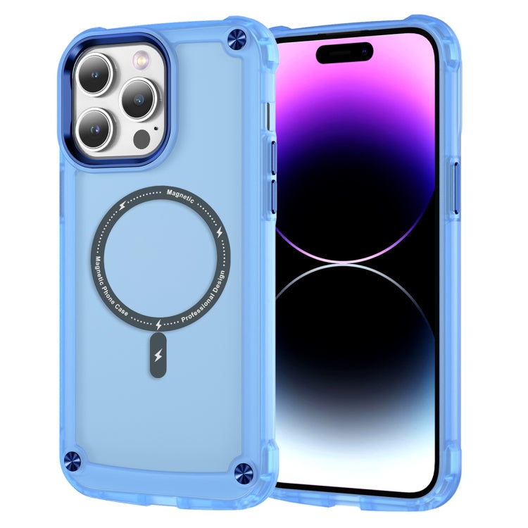 For iPhone 15 Pro Skin Feel TPU + PC MagSafe Magnetic Phone Case(Transparent Blue) - iPhone 15 Pro Cases by buy2fix | Online Shopping UK | buy2fix