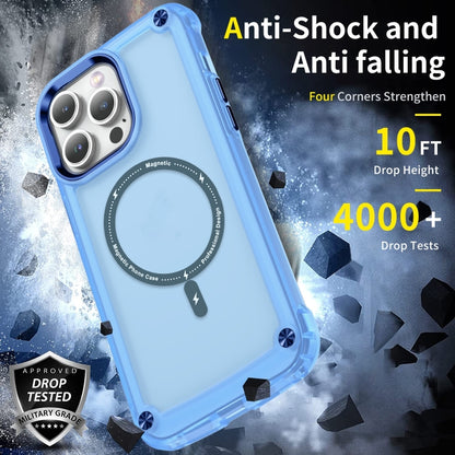 For iPhone 16 Pro Skin Feel TPU + PC MagSafe Magnetic Phone Case(Transparent Blue) - iPhone 16 Pro Cases by buy2fix | Online Shopping UK | buy2fix