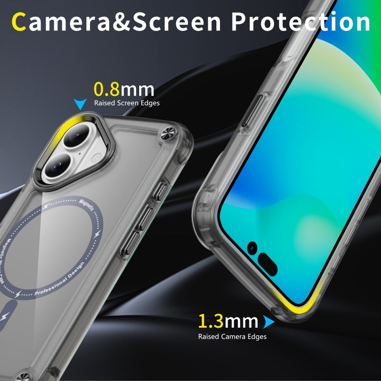 For iPhone 16 Plus Skin Feel TPU + PC MagSafe Magnetic Phone Case(Transparent Black) - iPhone 16 Plus Cases by buy2fix | Online Shopping UK | buy2fix