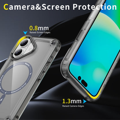 For iPhone 16 Plus Skin Feel TPU + PC MagSafe Magnetic Phone Case(Transparent Black) - iPhone 16 Plus Cases by buy2fix | Online Shopping UK | buy2fix