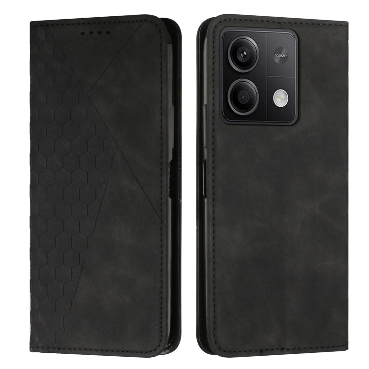 For Xiaomi Redmi Note 13 Diamond Splicing Skin Feel Magnetic Leather Phone Case(Black) - Note 13 Cases by buy2fix | Online Shopping UK | buy2fix