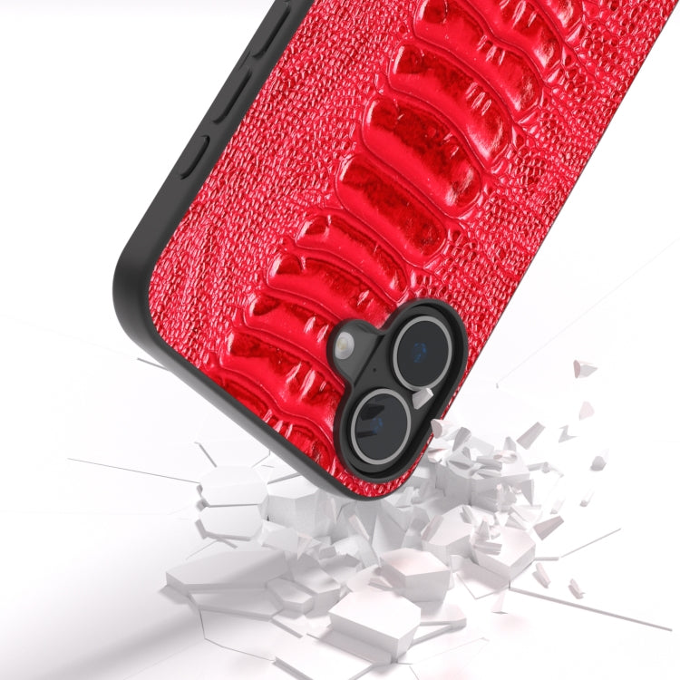 For iPhone 16 ABEEL Genuine Leather Weilai Series Phone Case(Red) - iPhone 16 Cases by buy2fix | Online Shopping UK | buy2fix