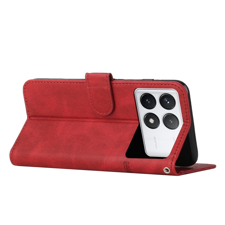 For Xiaomi Redmi K70 / K70 Pro Stitching Calf Texture Buckle Leather Phone Case(Red) - K70 Pro Cases by buy2fix | Online Shopping UK | buy2fix