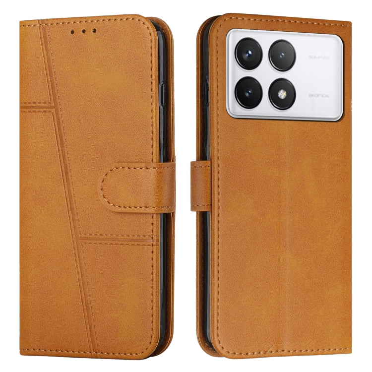 For Xiaomi Redmi K70 / K70 Pro Stitching Calf Texture Buckle Leather Phone Case(Yellow) - K70 Pro Cases by buy2fix | Online Shopping UK | buy2fix