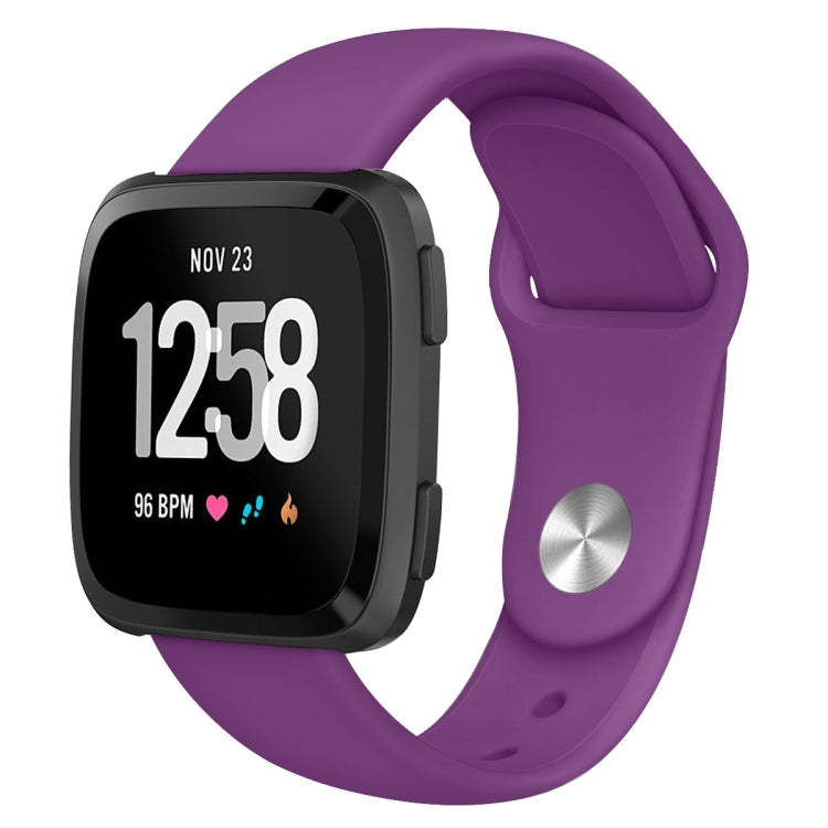 For Fitbit Versa 2 / Fitbit Versa / Fitbit Versa Lite Solid Color Silicone Watch Band, Size:L(Purple) - Watch Bands by buy2fix | Online Shopping UK | buy2fix