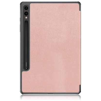 For Samsung Galaxy Tab S9+ Custer Pure Color 3-Fold Holder Smart Leather Tablet Case(Rose Gold) - Galaxy Tab S9+ Cases by buy2fix | Online Shopping UK | buy2fix