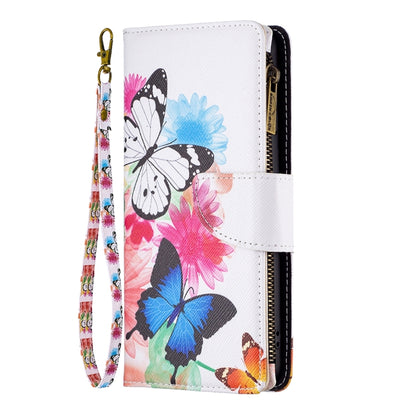 For iPhone 16 Pro Colored Drawing Pattern Zipper Phone Leather Case(Two Butterflies) - iPhone 16 Pro Cases by buy2fix | Online Shopping UK | buy2fix