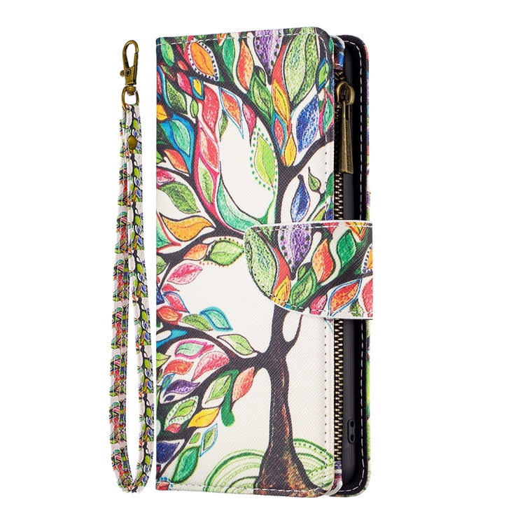 For iPhone 16 Plus Colored Drawing Pattern Zipper Phone Leather Case(Tree) - iPhone 16 Plus Cases by buy2fix | Online Shopping UK | buy2fix