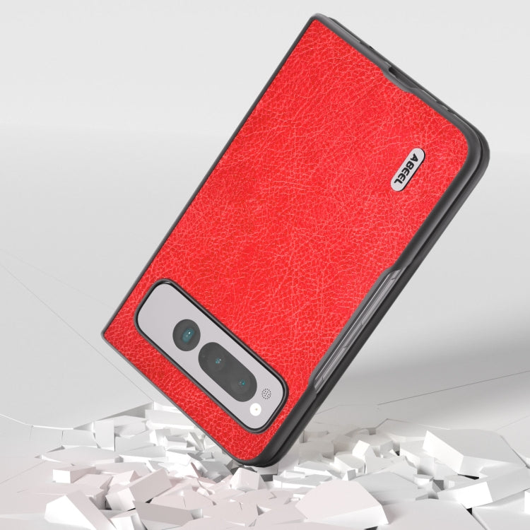 For Google Pixel Fold ABEEL Retro Litchi Texture PU Phone Case(Red) - Google Cases by buy2fix | Online Shopping UK | buy2fix