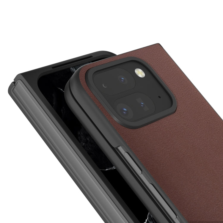 For Google Pixel 9 Pro Fold ABEEL Genuine Leather Xiaoya Series Phone Case(Coffee) - Google Cases by buy2fix | Online Shopping UK | buy2fix