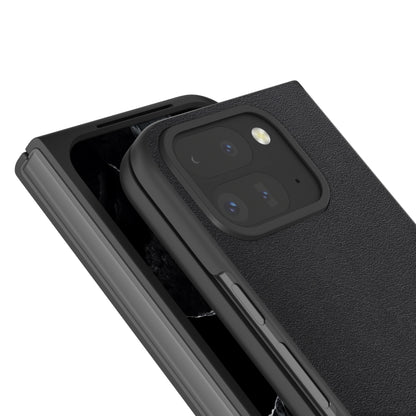 For Google Pixel 9 Pro Fold ABEEL Genuine Leather Xiaoya Series Phone Case(Black) - Google Cases by buy2fix | Online Shopping UK | buy2fix