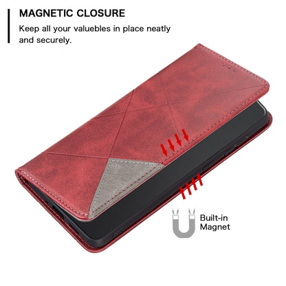 For iPhone 16 Pro Max Rhombus Texture Magnetic Leather Phone Case(Red) - iPhone 16 Pro Max Cases by buy2fix | Online Shopping UK | buy2fix