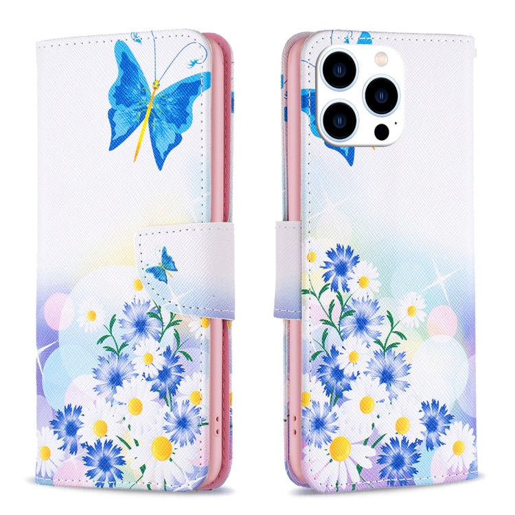 For iPhone 16 Pro Colored Drawing Pattern Leather Phone Case(Butterfly Love) - iPhone 16 Pro Cases by buy2fix | Online Shopping UK | buy2fix